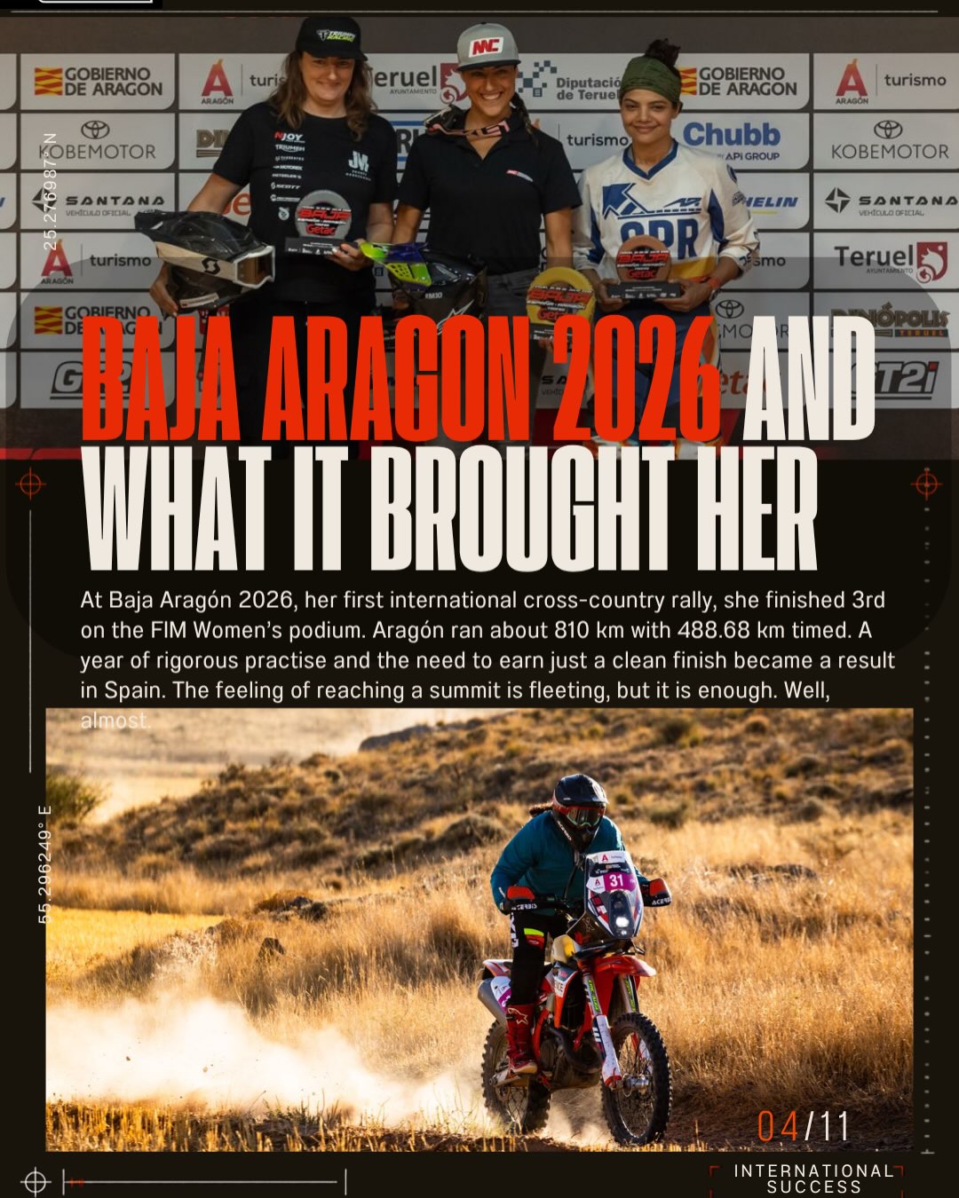 Aragón 2026 podium — 3rd on FIM Women's podium